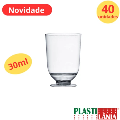 40 Unid Mini Taça Copo Cristal 30ml Brigadeiro de Colher - Plastilânia PIT 030