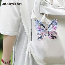 1 件 [2D 平面] 水晶风蝴蝶亚克力汽车吊坠，后视镜挂饰，2D 优雅花卉蝴蝶设计，彩色渐变汽车内饰装饰，适合送礼 - 彩色 - 查看 5