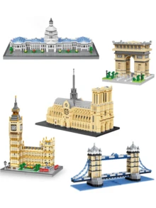 1 件著名地标建筑模型套件 - 巴黎大教堂/帝国大厦/伊丽莎白塔/埃菲尔铁塔/卢浮宫博物馆/美国国会大厦/自由女神像//比萨斜塔/凯旋门/塔桥/东方明珠塔，DIY 创意建筑积木，家居装饰，生日/万圣节/圣诞节礼物 - 彩色 - 查看 1