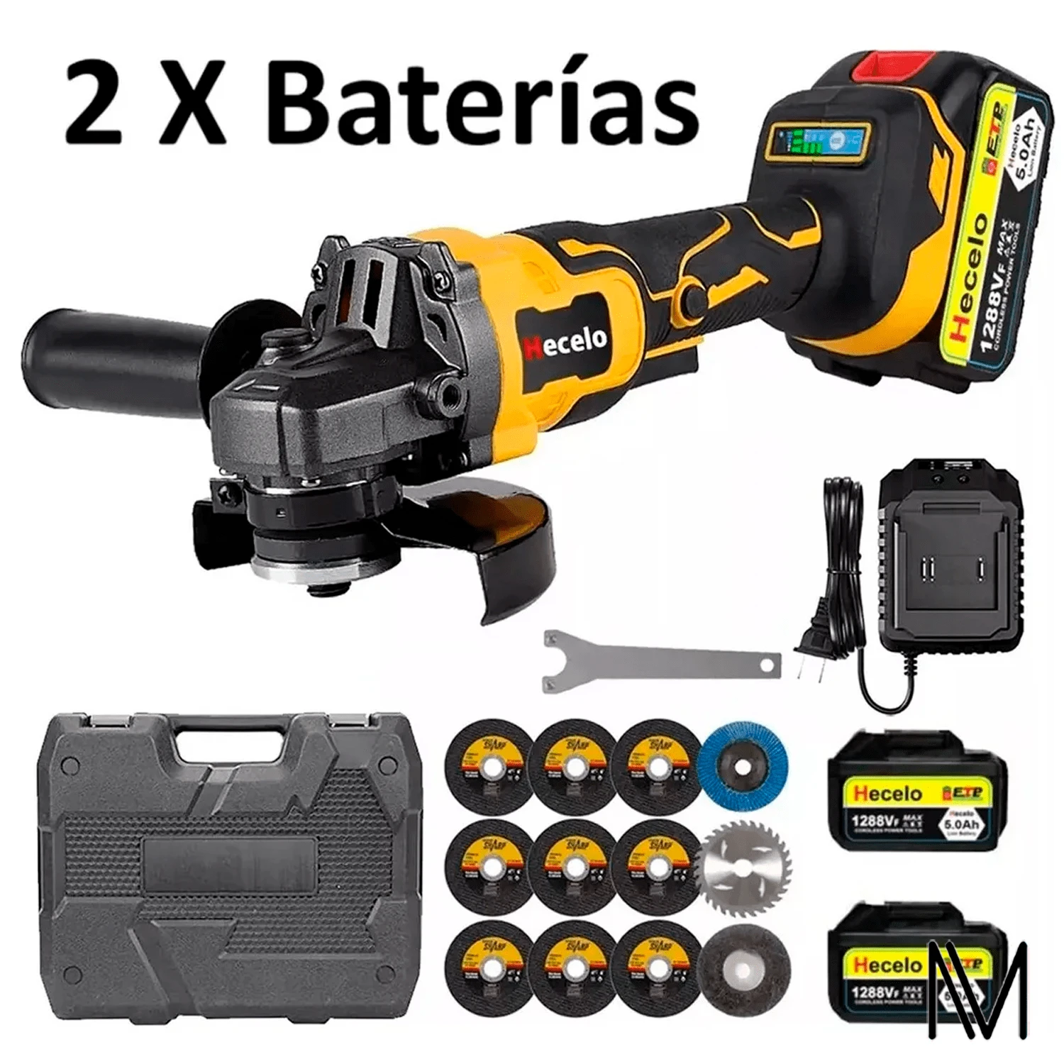 2 Baterías M14 125mm  Amoladora Inalámbrica 1288vf Amarillo - Negro - Ver 1