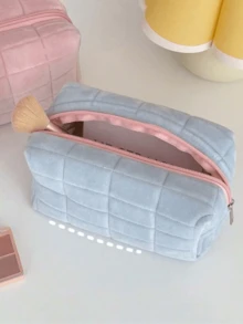 1pc Cute & Soft Plush Travel Makeup Bag Large Capacity Lightweight Toiletry Handbag Multifunctional Cosmetic Organizer Cute Handbag Wallet Pouch Case Portable Cosmetics Brush Storage Clutch With Zipper Closure For Lipstick, Brush, Skincare, Mobile Phone, Coin, Small Items, For Home, Travel, Vacation And School Essentials Gifts Storage Zipper Accessories Nail Wear Resistant - Multicolor - View 5