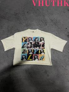 VHUTHK (220 Cotton T-Shirt) Men's Summer Round Neck Short Sleeve Casual Cotton Printed With Letter Print  I JUST GET FLY AND TRUST GOD - 米色3 - 查看 1