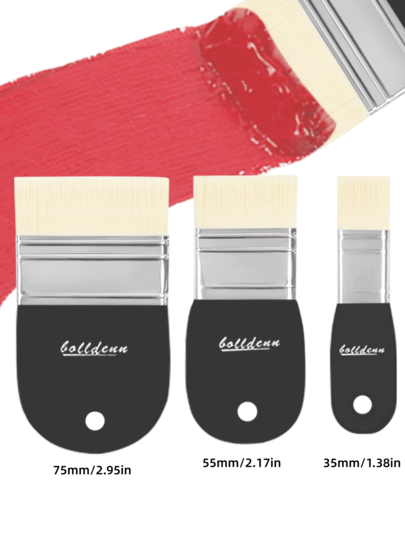 1pc 35mm/55mm/75mm Nylon Bristle Brush, Painting Brush For Watercolor, Acrylic, Oil Painting, Wall Painting, DIY Art Supplies