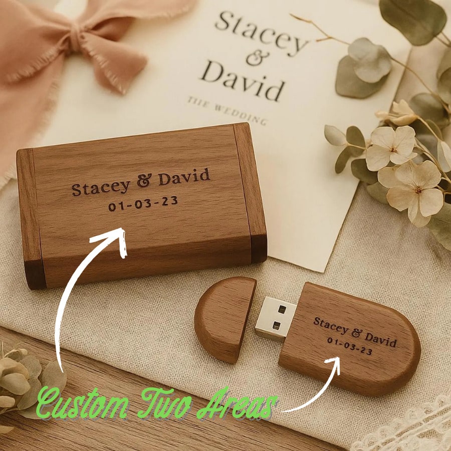 1 Set Customized Wooden USB With Box, Photo Storage Personalized Keepsake, Suitable For Wedding, Growth Record, Personalized Gift, Graduation Season, Couple Memento Disc, Christmas Gift, Corporate Promotion, Birthday, Office Data Storage, Gift For Photography Clients, Wedding Couples, Boyfriend, Girlfriend, Kids, Family, Classmates, Teachers, Colleagues ,Forever Love