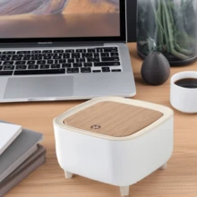 1 Pc 67.63 Oz/1.85 Gallon/2.64 Gallon Simple Trash Can, Fashionable Foot White Garbage Can, Paper Basket, Desktop Trash Can With Lid, For Living Room, Bedroom, Kitchen, Bathroom, Office