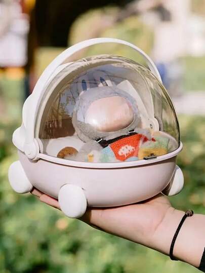 1pc Portable Round Cradle, High-Quality Design, Suitable For Collecting Dolls, 2 Colors Available, Portable Storage Box, Perfect For Displaying And Collecting Cute Doll Decorations, Birthday Gift/Valentine's Day Gift/Gift Box