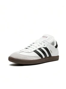 Adidas Samba Junior室内足球鞋，真皮鞋面，防滑橡胶外底，标准版型，耐穿舒适，系带设计，适合健身房、运动、学校训练和日常穿着，男女童均可穿着，白色 IF1944 - 查看 2