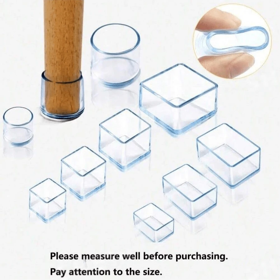 4/8/12pcs Transparent Plastic Chair Leg Covers, Oval, 30x30mm, Durable Floor Protectors, Chair Leg Protectors
