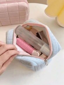 1pc Cute & Soft Plush Travel Makeup Bag Large Capacity Lightweight Toiletry Handbag Multifunctional Cosmetic Organizer Cute Handbag Wallet Pouch Case Portable Cosmetics Brush Storage Clutch With Zipper Closure For Lipstick, Brush, Skincare, Mobile Phone, Coin, Small Items, For Home, Travel, Vacation And School Essentials Gifts Storage Zipper Accessories Nail Wear Resistant - Multicolor - View 2