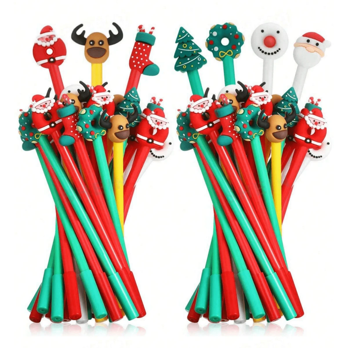 50 pièces - Stylos gel à encre de Noël Nouveauté Stylos à bille gel noir à motifs de Noël Stylos gel à encre de Noël Stylos gel à encre de Noël de personnages de Noël Convient pour les récompenses en classe, les fournitures de bureau, les bas de Noël