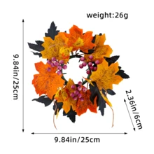 1 Pc Halloween Candle Wreath With Maple Leaves Rose Candle Holder Decor, Realistic Flower Circular Table Decor For Halloween Party Items, Garden Yard Halloween Realistic Flower Candle Decor, Halloween Gift, Christmas Gift
