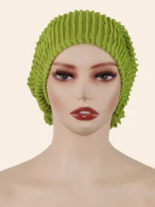 1pc Women's Jacquard Elastic Pleated Special Fabric Hijab, Fashion Crafted Headscarf, Malaysian Style For Home Wear