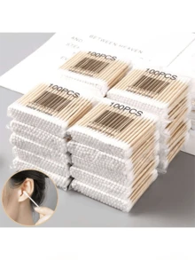 400/800/100支双头圆形清洁棒，卫生清洁棒，家用卸妆棒 - 白色 - 查看 1