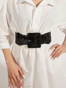 Váy vuông khóa cài dành cho nữ kèm thắt lưng PU thời trang, thích hợp mặc hàng ngày. Halloween hè, trường học thu, thu đông, Halloween - Mẫu đá đen - Xem 26