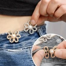 2/3/4/5/6/10 对裤腰收紧器，可调节腰带扣套装，用于牛仔裤的额外纽扣，用于裤子、牛仔裤、袖子的纽扣调节器（银色）可调节金属纽扣别针，用于牛仔裤和服装，时尚女孩的配饰