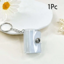 16pcs 1-Inch Glitter White Mini Photo Album Keychain, Minimalist & Elegant Student ID/Card Holder Photo Album - Clear - View 18