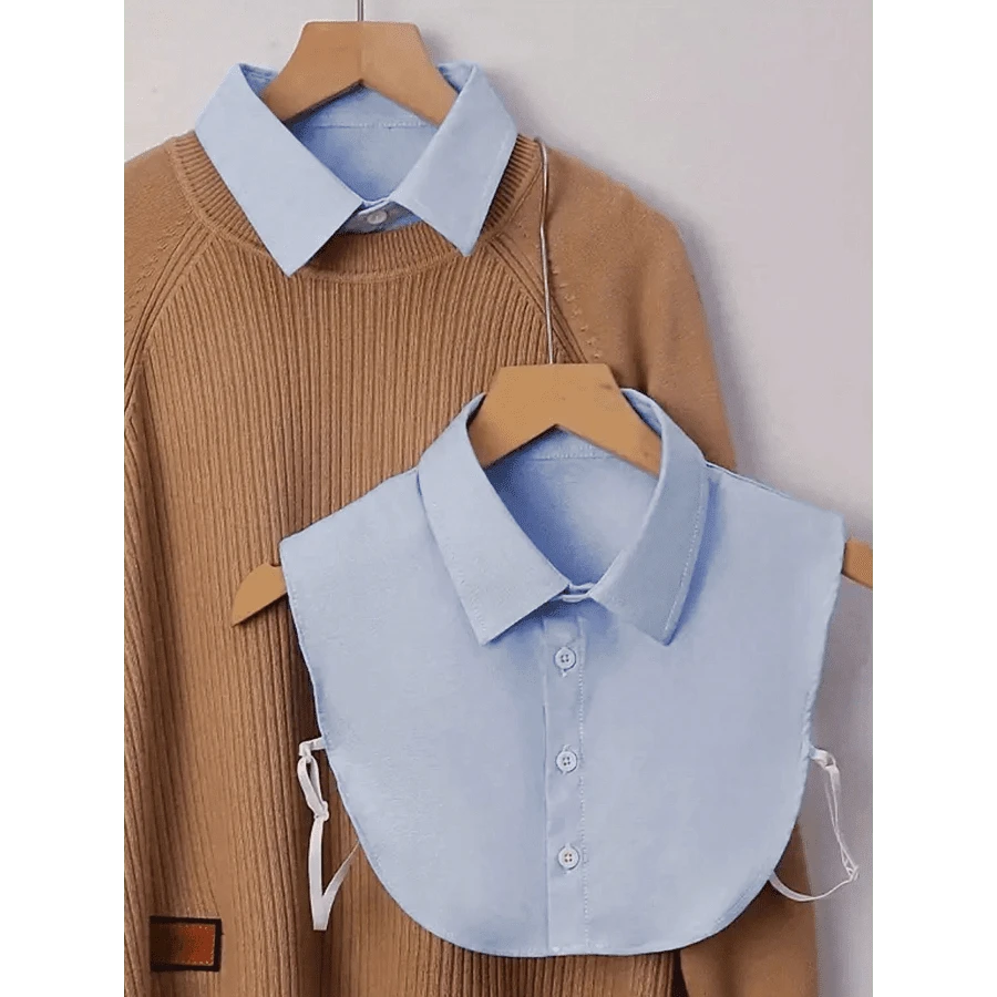 Chic Detachable Striped Collar Vest For Women - Pointed Lapel, Anti-Slip Design, Versatile Decor, Perfect For All Seasons, Machine Washable Polyester Knit With Built-In Chest Pad - Nhiều màu - Xem 1