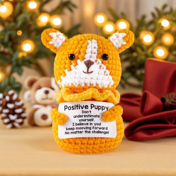 1pc Handmade Crocheted Desktop Decor Figurine - Cute Corgi Animal Ornament, Thoughtful Gift For Best Friends, Sisters, Girlfriends, Birthday, Positive Emotion Support, Creative Small Present For Women, Men, Kids, Colleagues, Family