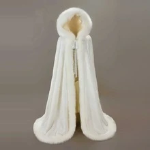 1 件加大码纯色保暖披肩斗篷夹克，人造毛皮，适合派对、聚会、正式穿着，秋冬 - 白色 - 查看 6