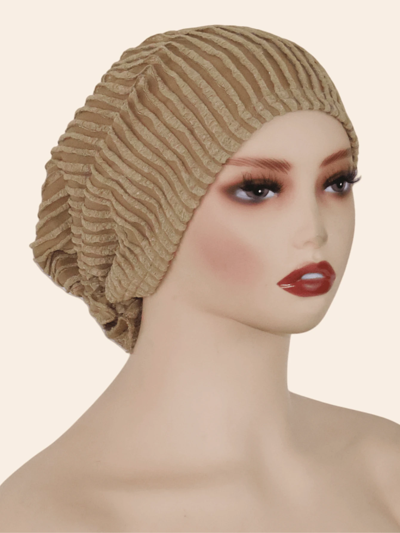 1pc Women's Jacquard Elastic Pleated Special Fabric Hijab, Fashion Crafted Headscarf, Malaysian Style For Home Wear