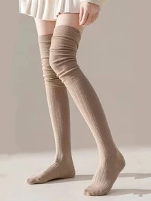 1/2/4双装女士过膝袜，春秋长筒袜，防滑不勒小腿，孕妇适用，舒适保暖。 - 彩色 - 查看 7