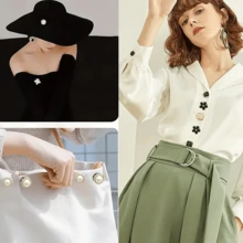 10/50 件女式衬衫胸针纽扣，带收纳盒，可拆卸无缝纽扣别针，安全迷你胸针，适用于女式毛衣、披肩、连衣裙、婚礼 DIY 项目（款式随机）