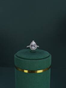 5pcs Luxury Royal Style Bridal Wedding Jewelry Set, Includes Necklace, Bracelet, Earrings, Ring, Handcrafted With White Cubic Zirconia, Suitable For Daily Wear And Wedding, Comes With Gold Gift Box, Christmas Gift - Teardrop Suit - View 8