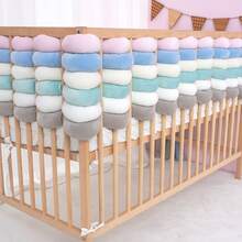 1 pieza Parachoques de cuna hecho a mano con bola de cuerda trenzada (5m), Barrera de para cama de bebé - Multicolor - Ver 2