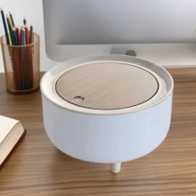 1 Pc 67.63 Oz/1.85 Gallon/2.64 Gallon Simple Trash Can, Fashionable Foot White Garbage Can, Paper Basket, Desktop Trash Can With Lid, For Living Room, Bedroom, Kitchen, Bathroom, Office