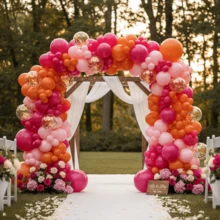 20/123件套亮粉色和橙色气球拱门套装，DIY派对气球花环装饰，适用于婚礼、生日、婴儿派对 - 彩色 - 查看 6