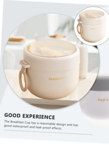 1个不锈钢保温汤杯，便携式微波炉食品容器，符合人体工程学的圆柱形设计，非常适合盛装早餐、豆浆、粥、燕麦片、牛奶等。 - 彩色 - 查看 4