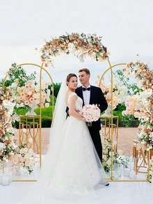 1 Set Metal Rectangular Arch Kit, Suitable For Birthday, Wedding, Bridal Shower, Graduation, Anniversary, Christening, Summer, Theme Party, Backdrop, Home Decor, Valentine's Day, Halloween, Christmas, Thanksgiving - Gold - View 3