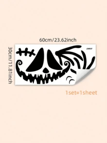 Black Halloween Door Sticker, Ghost Face Stickers, Black Ghost Window Wallpaper For Indoor Outdoor Party Decoration, Haunted House Supplies/Halloween Door Decorations/Halloween Bedroom Decorations