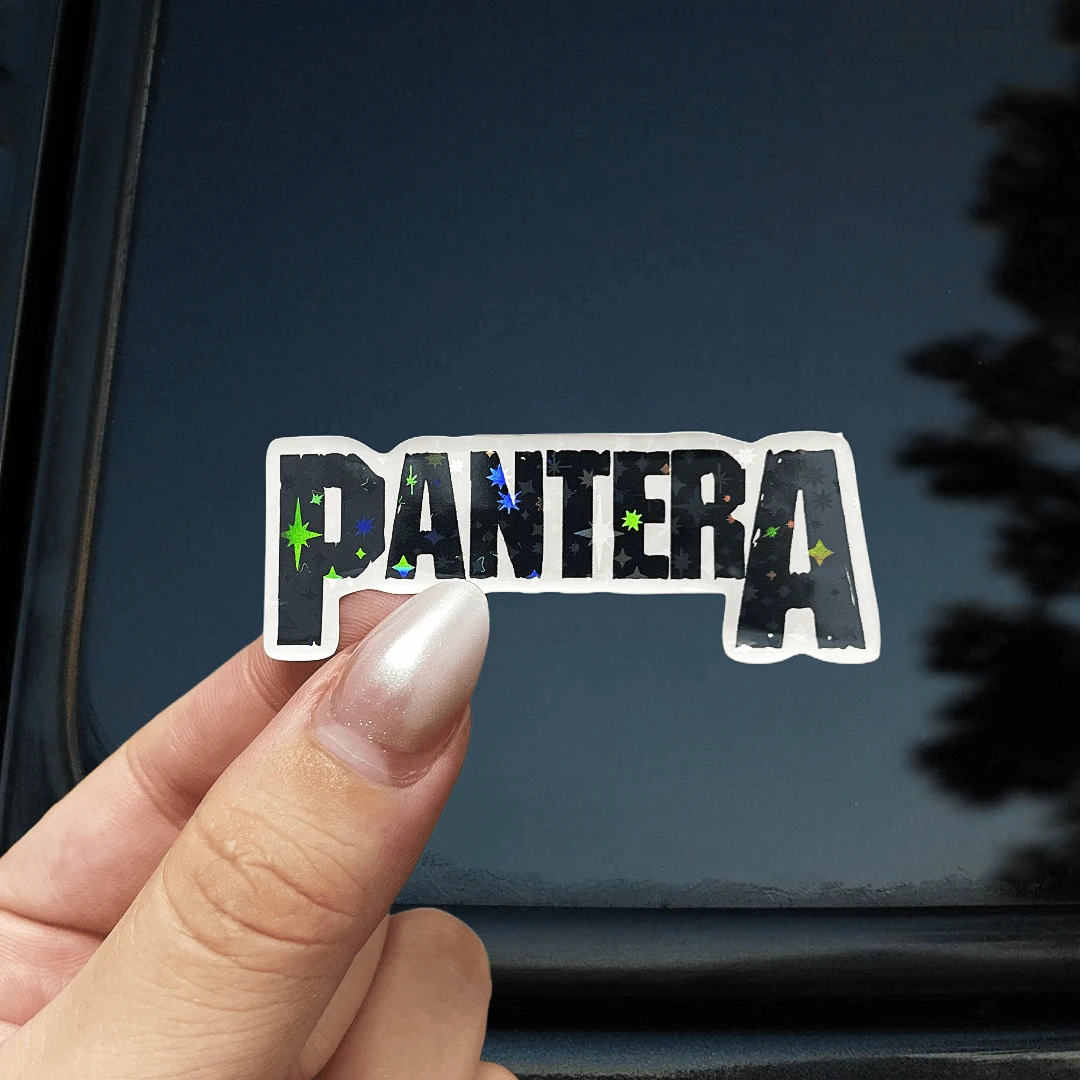 PANTERA Rock Band Ausgestanzte Vinyl Aufkleber - Wasserfester und strapazierfähiger Vinyl Aufkleber mit fetter Beschriftung & abgenutzten Kanten, leuchtende Farben & verschiedene Größen für Autos, Laptops, Wasserflaschen - Innen-/Außenbereich, wasserfeste Aufkleber