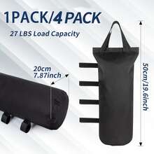 4 bolsas de peso negro resistentes con correas seguras, sacos de para sombrillas al aire libre, bolsas de peso portátiles para carpa, sacos de para patas de carpa, adecuados para carpa, cenador y pérgola de exterior