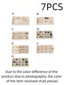 1/8 Beige Desktop Jewelry Display Storage Box Elegant Stackable Velvet Jewelry Tray Storage Box - Christmas Gift For Family And Friends Portable Multi-Purpose Storage Box For Rings, Earrings And Necklaces - Beige - View 20