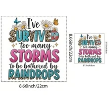 DTF Heat Transfer For T-Shirts, "I've Survived Too Many Storms" Inspirational Iron-On Patch, Leopard Print Western Floral Design, DIY Sublimation Decal For Shirts, Hoodies, Tote Bags, Ready To Press - Multicolor - View 11