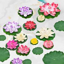 5pcs White Artificial Lotus Decorations & Fish Tank Ornaments & Floating Lotus Leaves For Fish Tanks And Ponds, Plastic Flowers, Water Lilies, Lotus Leaves, Suitable For Water Surface Decoration In Fish Tanks, Ponds, Water Pools, Etc., Floating Decorations