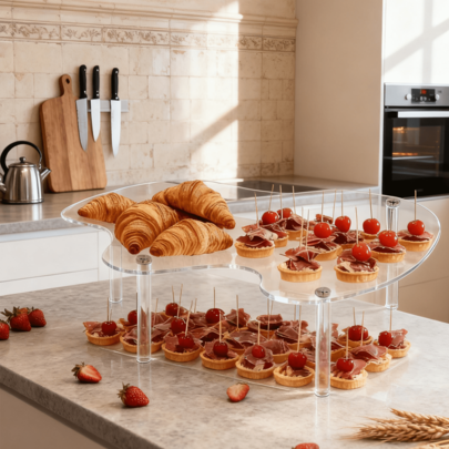 1pc Transparent/Black 2-Tier Acrylic Cake Stand, Dessert Display Rack, Home Baking Pastry Tray, Lightweight Luxury Baking Enthusiast Essential Storage Rack, Suitable For Birthday, Wedding, Christmas, Reception, Festival, Party, Carnival Cupcake Stand