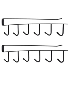 1pc/Wall Mounted Hat Organiser, Iron Storage Hanger With 6 Hooks, Portable Multi-Functional Storage Hanger, Over The Door Hat Rack, Wardrobe Cabinet Organiser, Suitable For All Types And Sizes Of Hats.Back To School,Storage Organizer - Multicolor - View 13