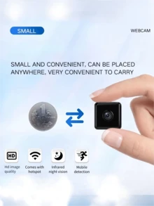 1pc 480p HD Mini Square Camera, Infrared Night Vision Wireless WiFi Camera, Built-In Hotspot, Loop Recording, 450mAh Long-Lasting Battery, Supports 2.4G Network Only, HD Night Vision, Remote Monitoring, Motion Detection, SD Card Storage Expansion, Suitable For Home, Car, Office And Various Scenarios, Indoor And Outdoor Use, Online