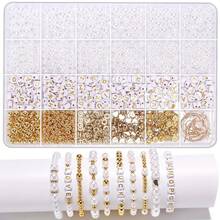 24-Compartment DIY Pearl Polymer Clay Letter Bead Set, Approx. 1400pcs Elegant White Series, Includes Acrylic Round/Heart Shaped Pendants, Metal Daisy Charms, Beading Tools & Accessories For Bracelet, Necklace Crafting - Bộ ngọc trai - Xem 14