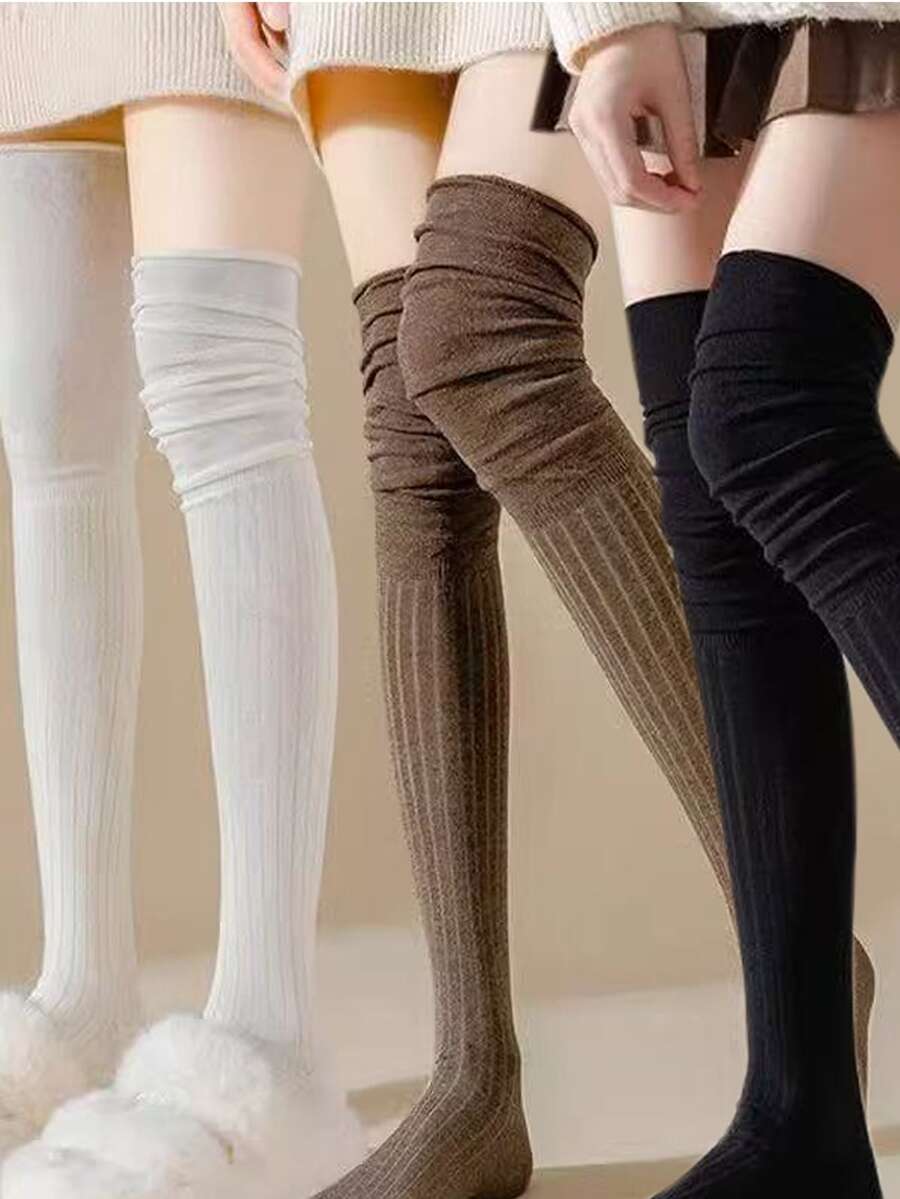 1/2/4 đôi tất dài đến đầu gối dành cho nữ, tất dài đến đầu gối, cao, chống trượt và không bó chặt vào bắp chân, thích hợp cho phụ nữ mang thai, tất ấm áp - Nhiều màu - Xem 1