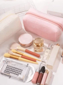 1pc Cute & Soft Plush Travel Makeup Bag Large Capacity Lightweight Toiletry Handbag Multifunctional Cosmetic Organizer Cute Handbag Wallet Pouch Case Portable Cosmetics Brush Storage Clutch With Zipper Closure For Lipstick, Brush, Skincare, Mobile Phone, Coin, Small Items, For Home, Travel, Vacation And School Essentials Gifts Storage Zipper Accessories Nail Wear Resistant - Multicolor - View 3