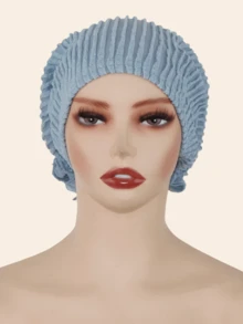 1pc Women's Jacquard Elastic Pleated Special Fabric Hijab, Fashion Crafted Headscarf, Malaysian Style For Home Wear