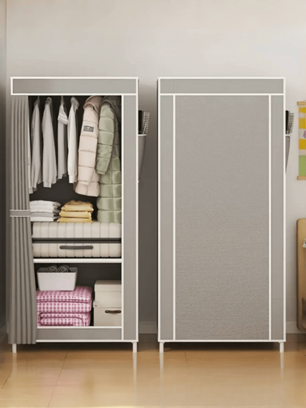 1pc Portable Closet, Multifunctional Fashion Wardrobe, Dust-Proof, Freestanding Garment Rack With Curtain, Storage Cabinet For Bedroom, Living Room, Home, Holiday & Christmas Gift, Kids Gift