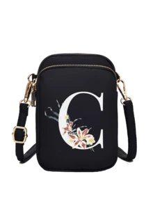 Ví cầm tay mini in chữ cái hoa cúc A-Z, túi đeo vai nhỏ hai khóa kéo với dây đeo điều chỉnh được, thích hợp đựng điện thoại, túi đeo tay, ví đựng tiền xu, ví đựng tiền mặt, ví dọc nhiều khóa kéo, lý tưởng cho chạy bộ, leo núi, du lịch, mua sắm, đạp xe và các hoạt động thể thao ngoài trời. Cũng là một món quà tuyệt vời cho Halloween, Giáng sinh và Lễ Tạ ơn. - Nhiều màu - Xem 27