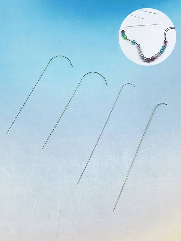 2pcs Professional Curved Beading Needles Set - Stainless Steel Material, Suitable For Delicate Beaded Jewelry Making, Quilting And DIY Crafts - Easily Create Bracelets And Necklaces