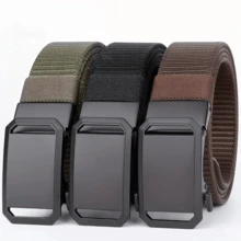 Cinto Automático de Náilon Masculino com Fivela de Liga de Ferro Quadrada, Cinto de Náilon Versátil com Fivela Automática para Estudantes Masculinos, Cinto de Vela de Náilon Respirável, Cinto de Náilon para Atividades ao Ar Livre para Jovens, Cinto de Fivela Trançada Respirável e da Moda para Esportes, Estilo Esportivo, Casual Outdoor, Treinamento Militar Estudantil, Cinto Trançado Durável, Adequado para Lazer de Verão para Jovens