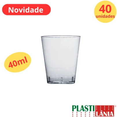 40 Unid Mini Copo Cristal 40ml Brigadeiro de Colher - Plastilânia PIC 040
